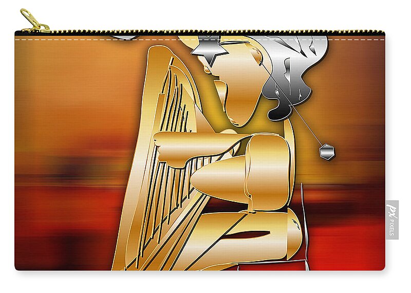 Harp Player Zip Pouch featuring the digital art Harp Player by Marvin Blaine