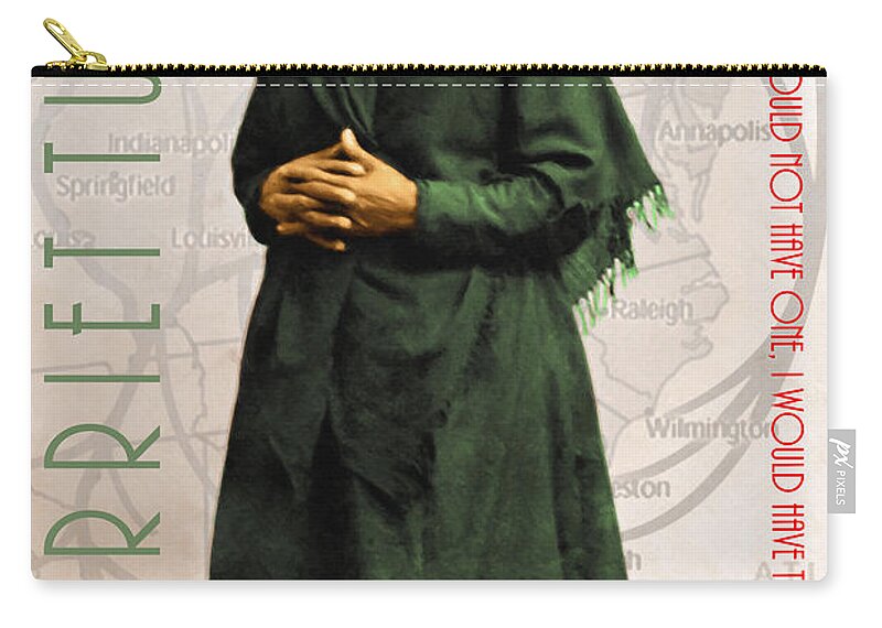 Wingsdomain Zip Pouch featuring the photograph Harriet Tubman The Underground Railroad 20140210v2 with text by Wingsdomain Art and Photography