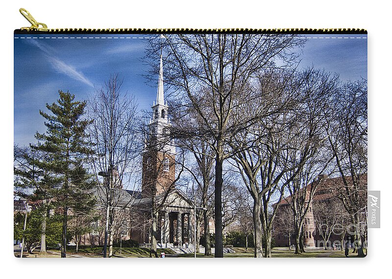 Freshman Zip Pouch featuring the photograph Harvard University Old Yard Church by Douglas Barnard