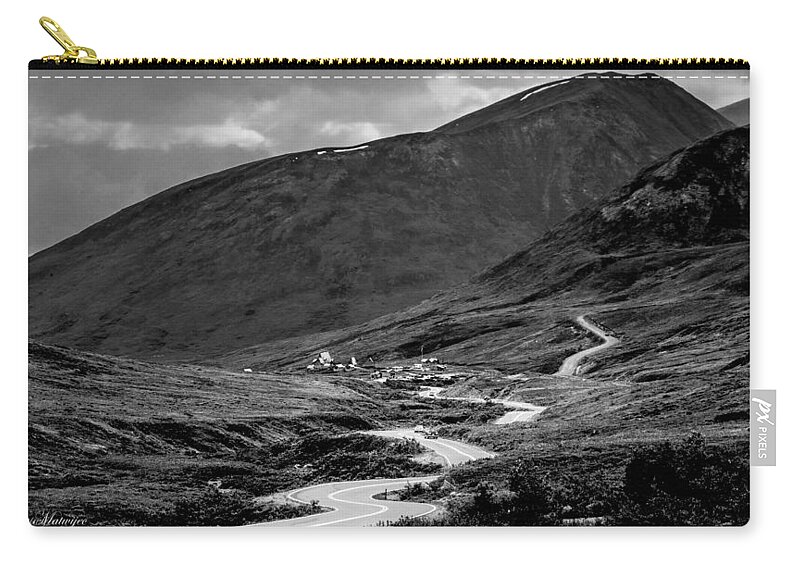 Alaska Zip Pouch featuring the photograph Hatcher's Pass in Black and White by Andrew Matwijec