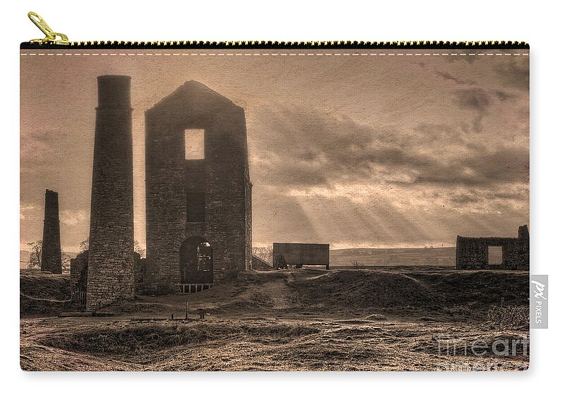 Magpie Zip Pouch featuring the photograph Haunted Britain - Magpie Mine by David Birchall