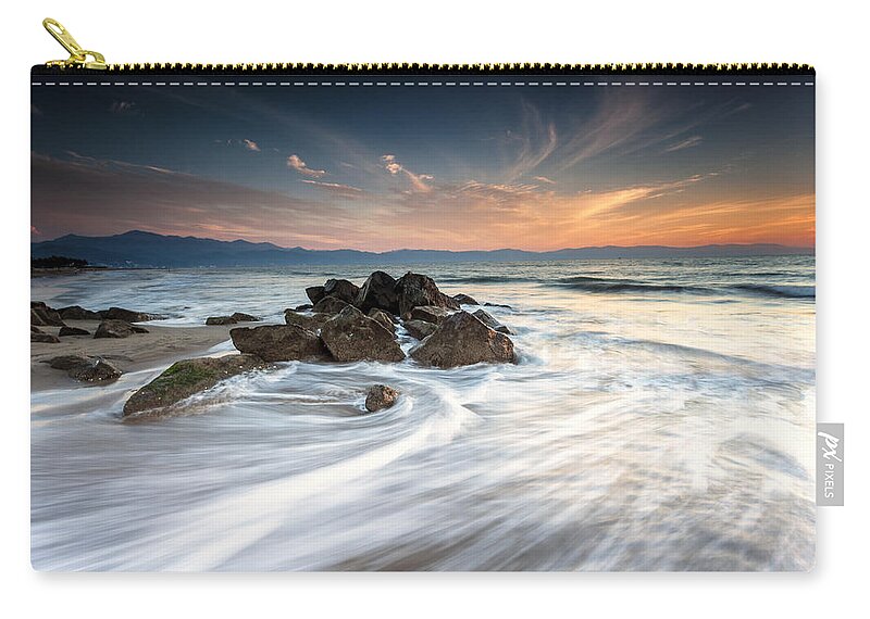 Sunset Zip Pouch featuring the photograph Have Tripod Will Travel by Edward Kreis
