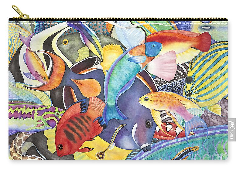 Animals Zip Pouch featuring the painting Hawaiian Fishes All the Way Down by Lucy Arnold