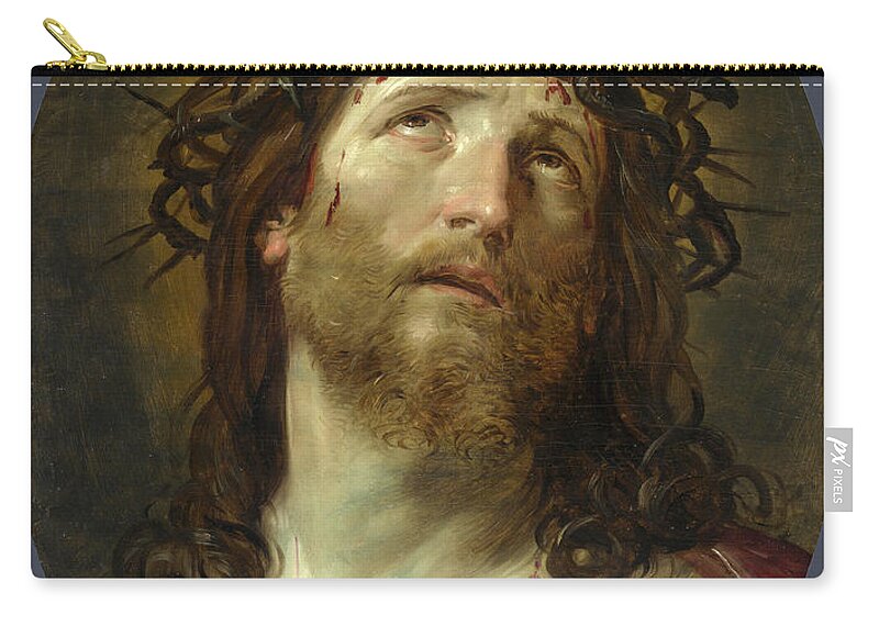 After Guido Reni Zip Pouch featuring the painting Head of Christ Crowned with Thorns by After Guido Reni