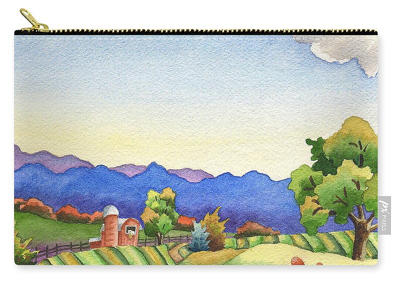 Spike The Dhog Painting Zip Pouch featuring the painting Heading for the Farm by Anne Gifford