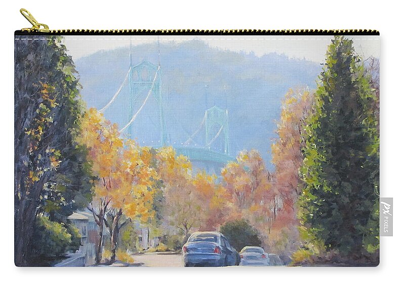 Original Zip Pouch featuring the painting Heading Home by Karen Ilari