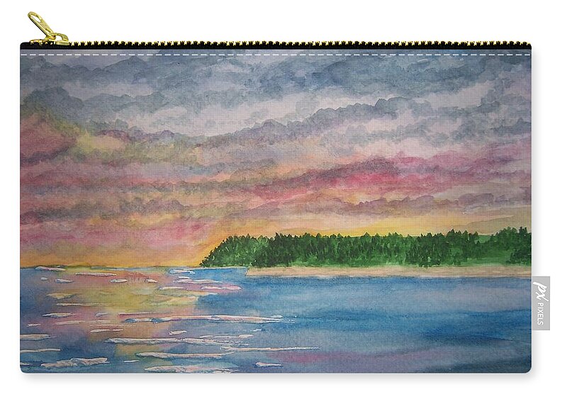 Landscape Zip Pouch featuring the painting Headlands Sunrise by B Kathleen Fannin