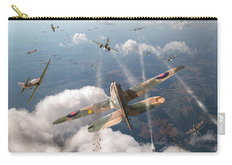 Hawker Hurricane Zip Pouch featuring the photograph Headlong attack by Gary Eason