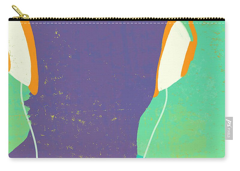Youth Culture Zip Pouch featuring the digital art Headphones Silhouette by Don Bishop
