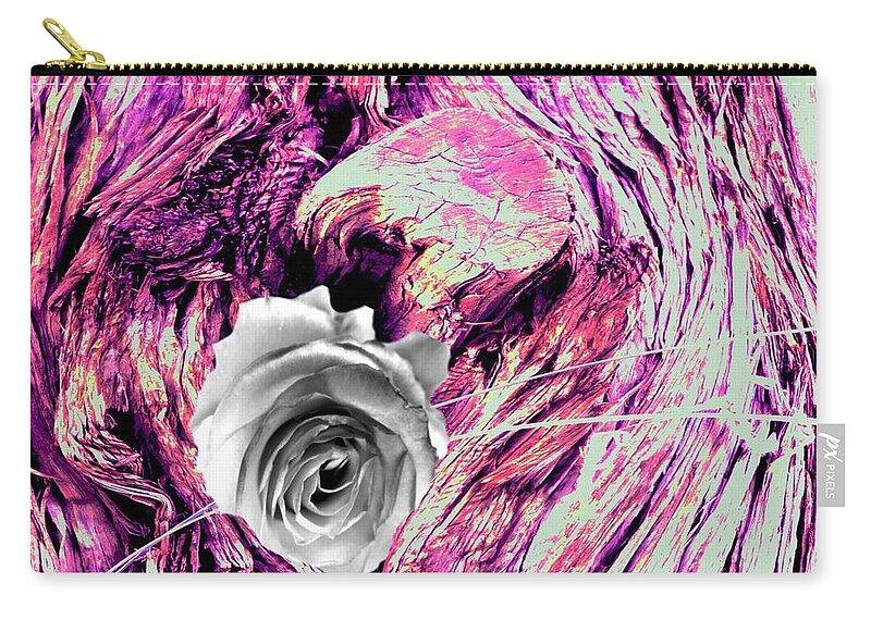 Rose Zip Pouch featuring the photograph Heart Bark Neptune Rose by Mars Besso