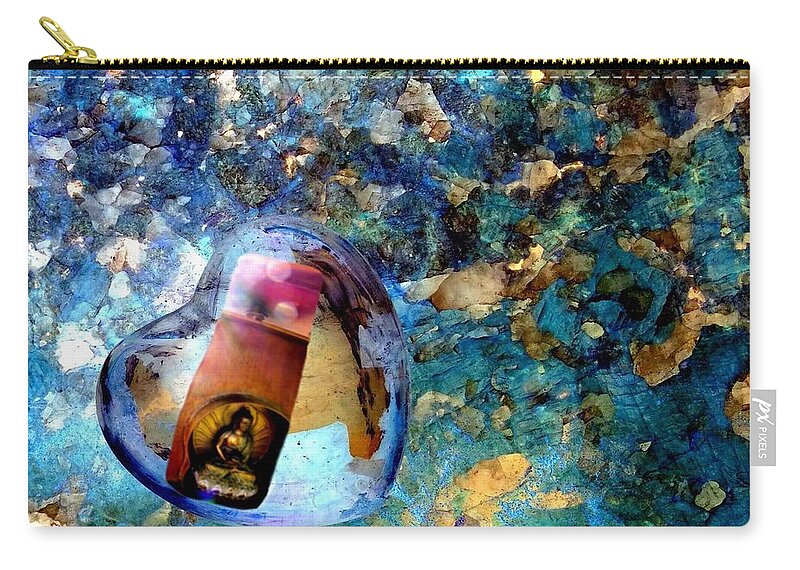  Zip Pouch featuring the photograph Heart Glass Orbs Stupa by Mars Besso