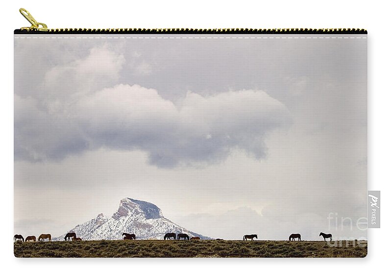 Equidae Equus Caballus Zip Pouch featuring the photograph Heart Mountain Horses by J L Woody Wooden