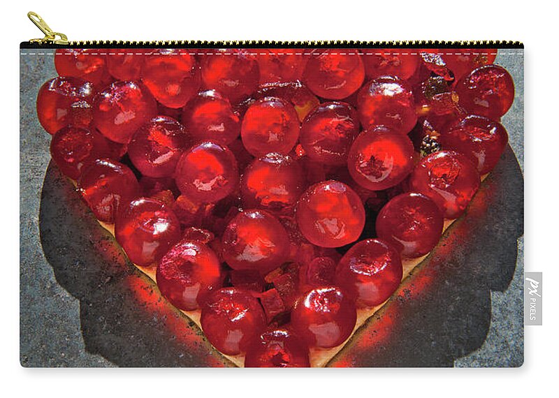 Cherry Zip Pouch featuring the photograph Heart Of Red Cherries by Patrizia Savarese