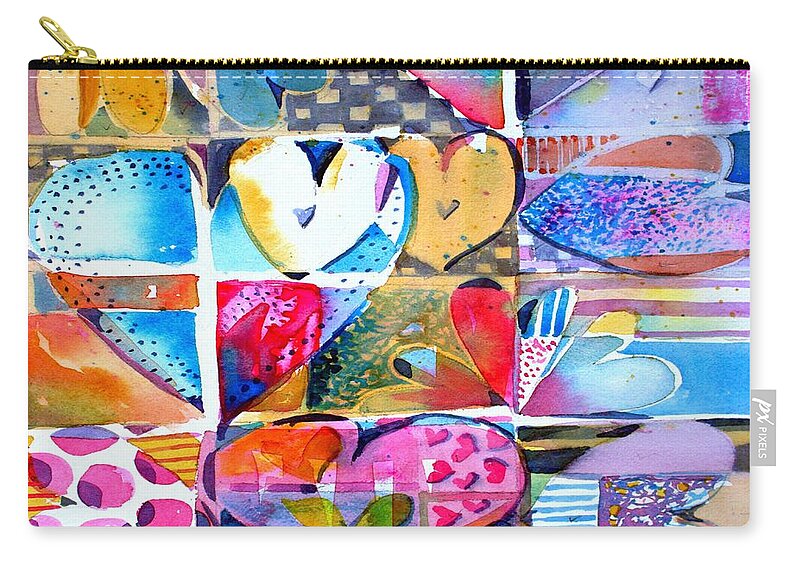 Valentine Zip Pouch featuring the painting Heart Throbs by Mindy Newman