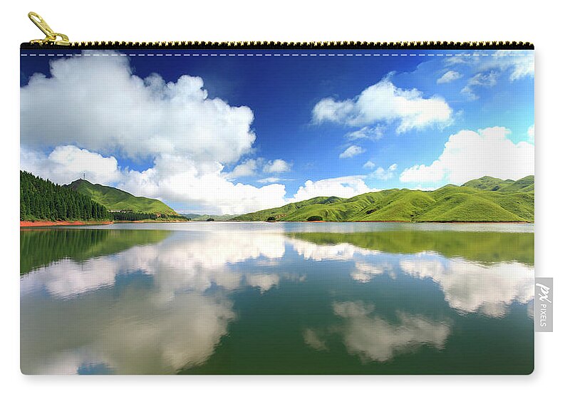 Water's Edge Zip Pouch featuring the photograph Heavenly Lake In Quanzhou by Bihaibo