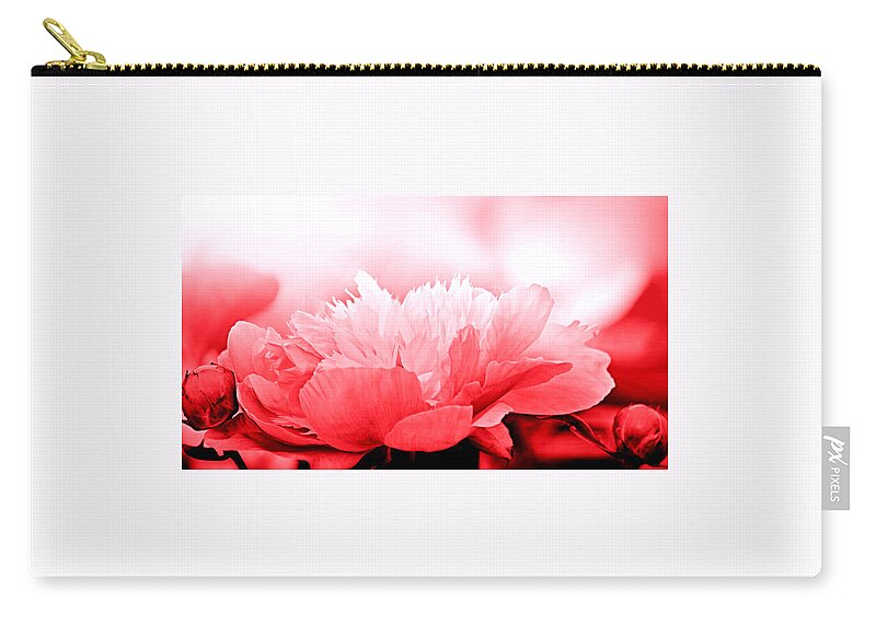 Art Zip Pouch featuring the photograph Heavenly Peony Red by Joan Han