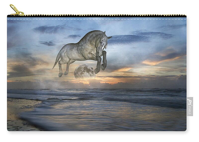 Horse Zip Pouch featuring the mixed media Heavens in the Sky by Betsy Knapp