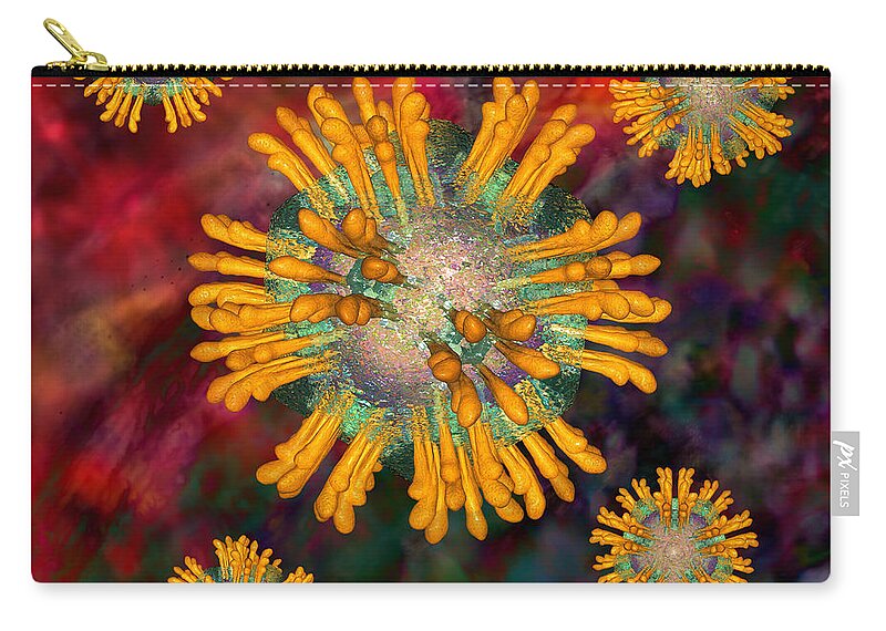 Biological Zip Pouch featuring the digital art Hepatitis C Virus #3 by Russell Kightley