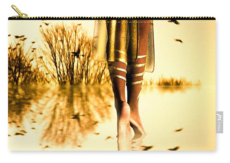 Landscape Zip Pouch featuring the photograph Her Morning Walk by Bob Orsillo
