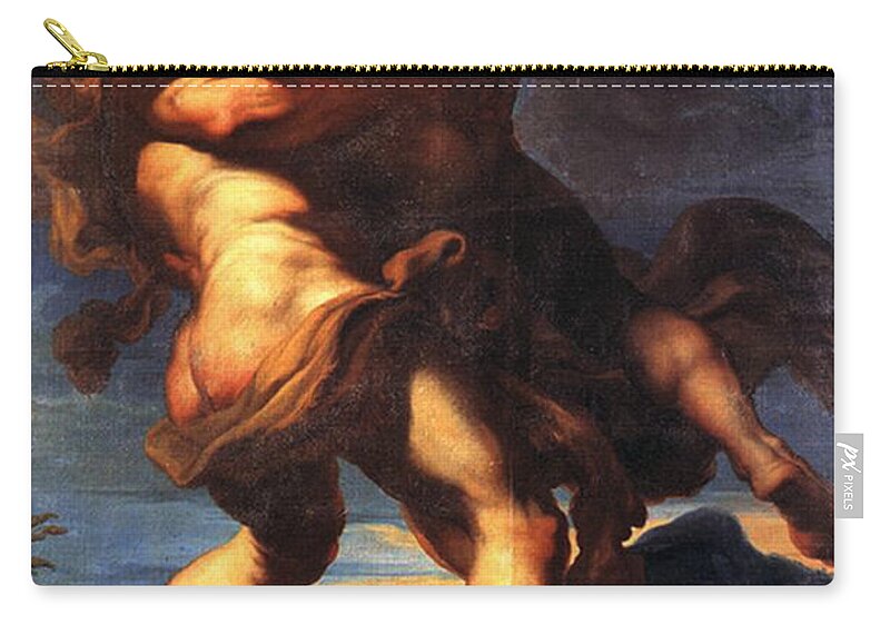 Hercules And Antaeus Zip Pouch featuring the painting Hercules and Antaeus by Gaudenzio Ferrari