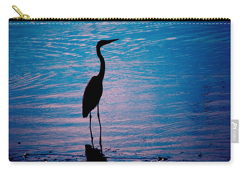 Great Blue Heron Zip Pouch featuring the photograph Herons Moment by Karol Livote