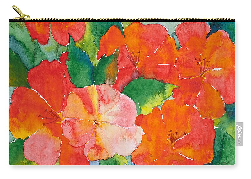 Flowers Zip Pouch featuring the painting Hibiscus Flowers by Michelle Constantine