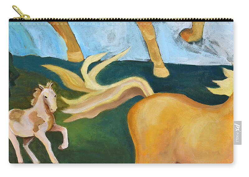 Palomino Zip Pouch featuring the painting High Horse by Carol Oufnac Mahan