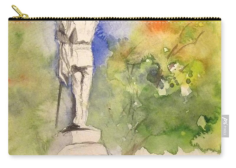 Landscape Zip Pouch featuring the painting Highland Cemetery-plein air-Ypsilanti Michigan 1 by Yoshiko Mishina