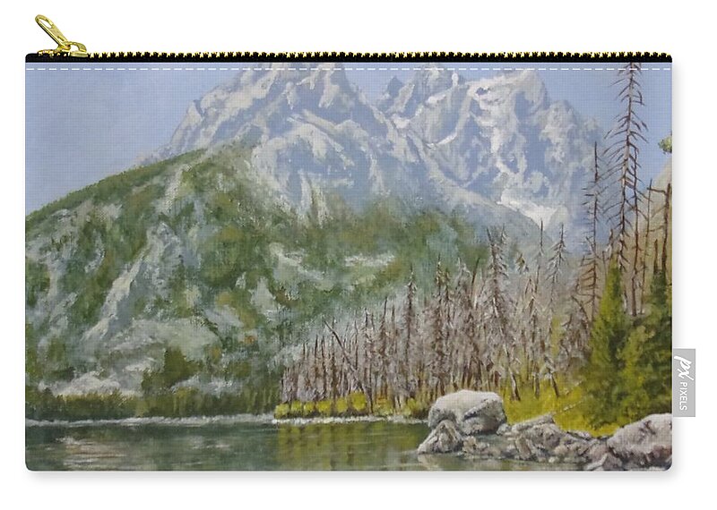 Landscape Zip Pouch featuring the painting Highwater Pines by Michael Dillon