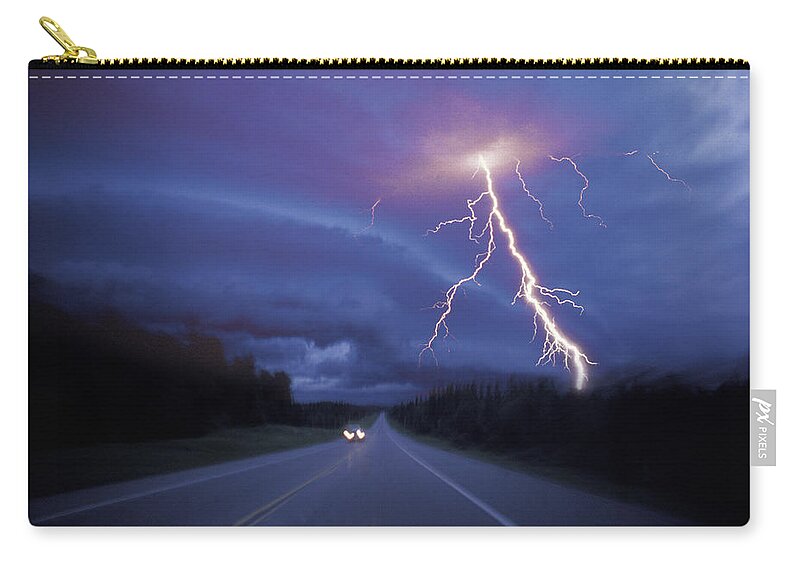 New Mexico Zip Pouch featuring the photograph Highway Danger by Lyle Leduc
