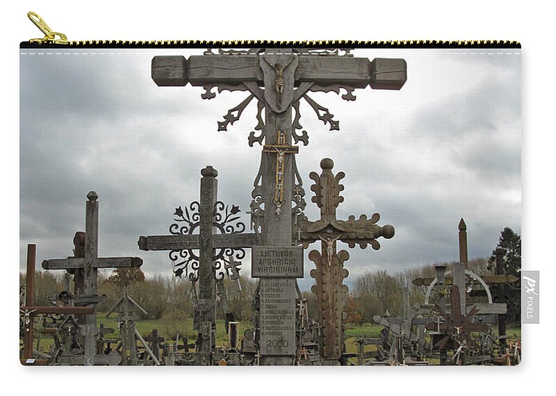 Lithuania Zip Pouch featuring the photograph Hill of Crosses 06. Lithuania. by Ausra Huntington nee Paulauskaite