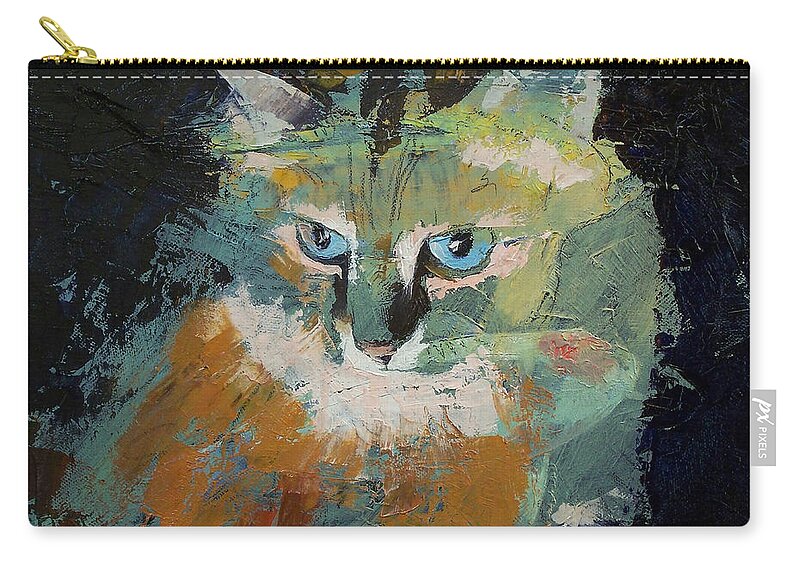 Himalayan Zip Pouch featuring the painting Himalayan Cat by Michael Creese