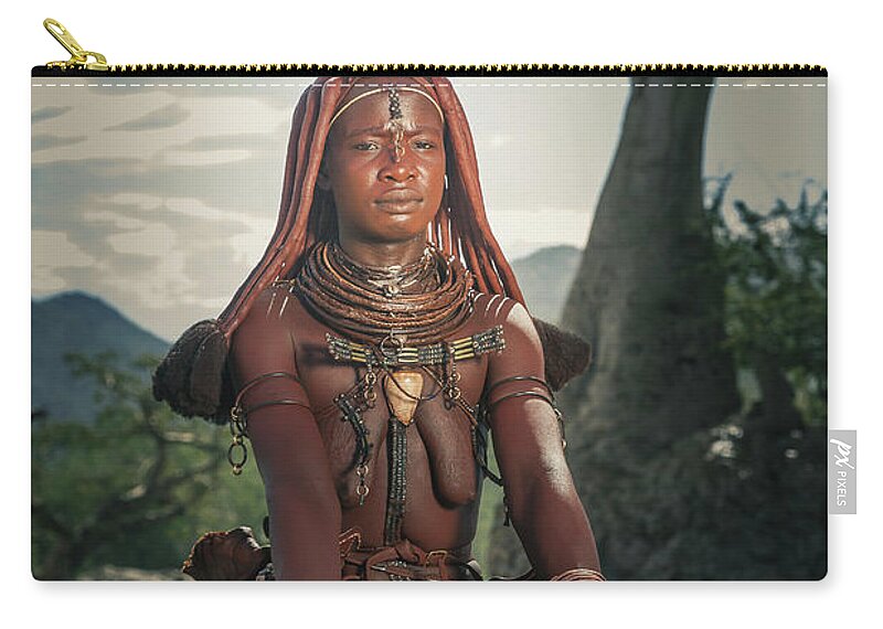 People Zip Pouch featuring the photograph Himba Woman With Traditional Hair Dress by Buena Vista Images