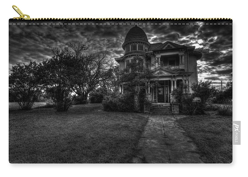 Fort Worth Home Carry-all Pouch featuring the photograph Black and White Historic Fort Worth Home by Jonathan Davison