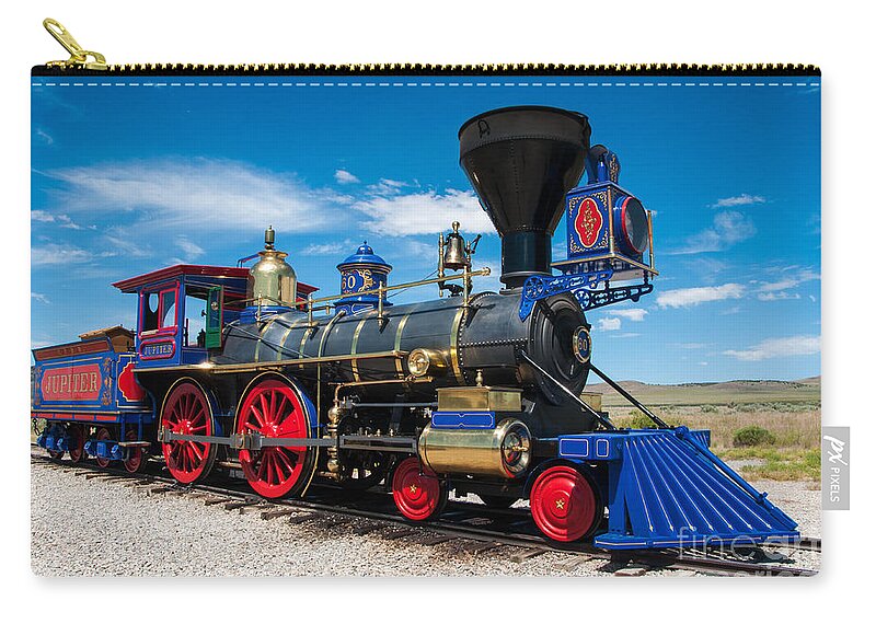 Historic Zip Pouch featuring the photograph Historic Jupiter Steam Locomotive - Promontory Point by Gary Whitton