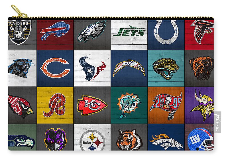 Hit the Gridiron Football League Retro Team Logos Recycled Vintage License  Plate Art Zip Pouch by Design Turnpike - Fine Art America