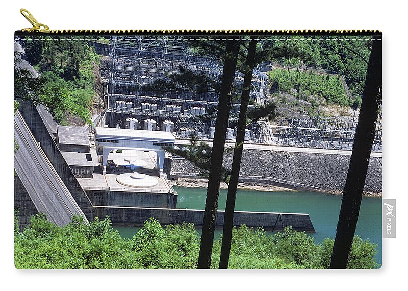 Landscapes Zip Pouch featuring the photograph Hiwassee Dam 2 by Deborah Good