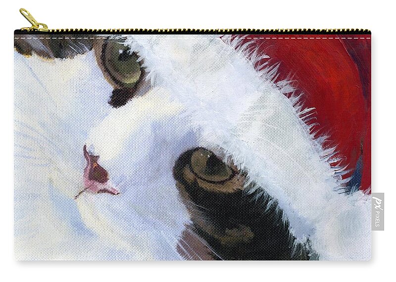 Cat Zip Pouch featuring the painting Ho Ho Harley by Lynne Reichhart