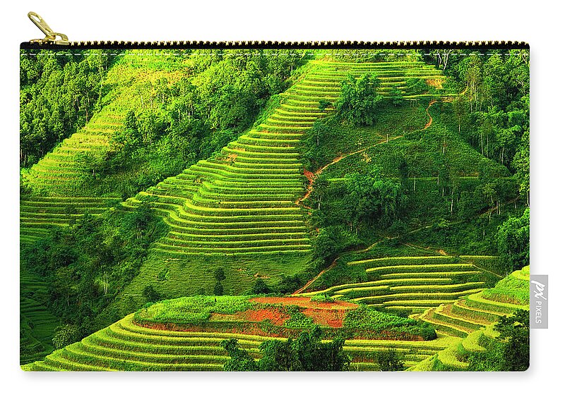 Tranquility Zip Pouch featuring the photograph Hoang Su Phi Terraces by Chi My. Trung Hamaru. Vietnam.