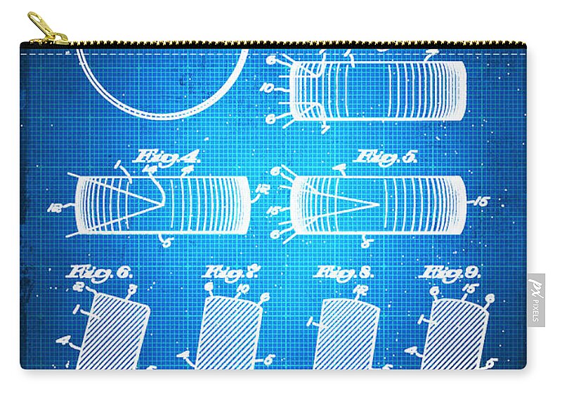 Hockey Zip Pouch featuring the mixed media Hockey Puck Patent Blueprint Drawing by Tony Rubino