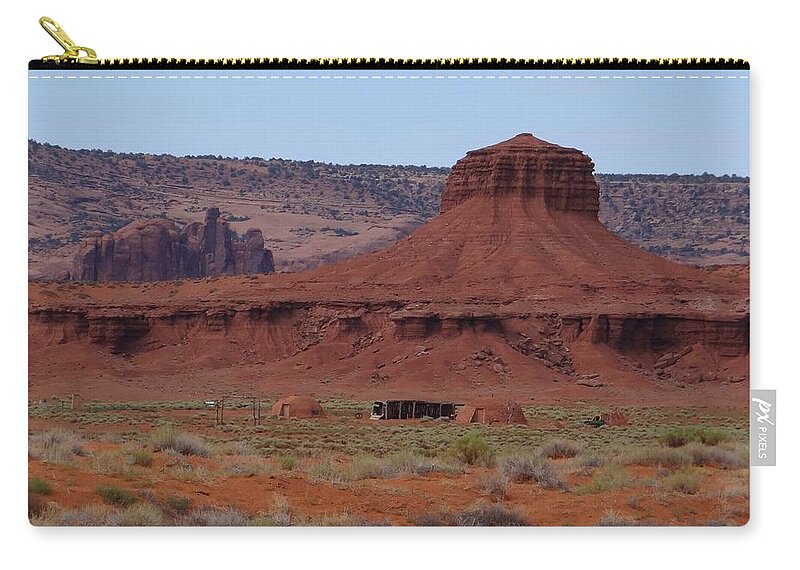 Navajo Zip Pouch featuring the photograph Hogans by Keith Stokes
