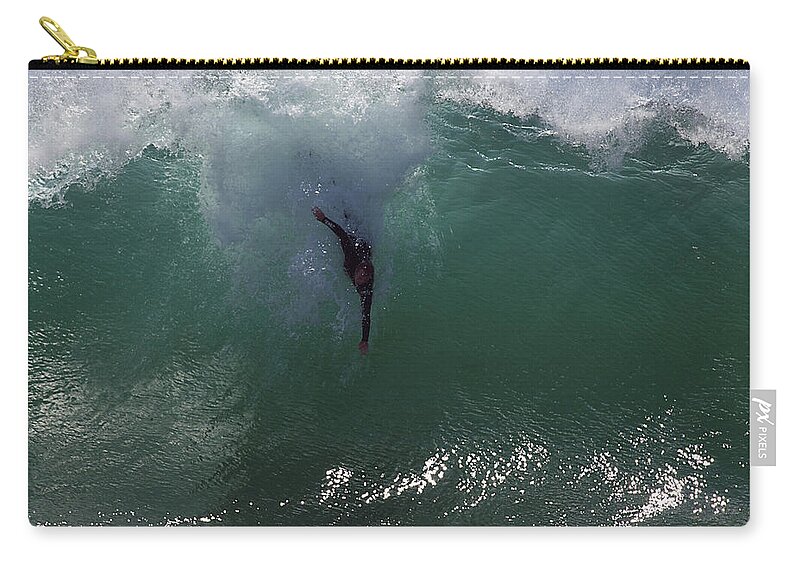 Big Surf Zip Pouch featuring the photograph Hold Your Breath by Joe Schofield