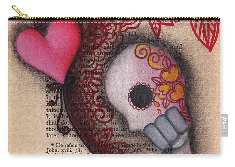 Day Of The Dead Carry-all Pouch featuring the painting Holding On by Abril Andrade