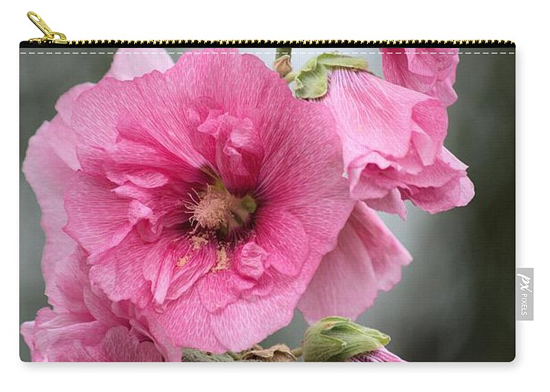 Hollyhock Zip Pouch featuring the photograph Hollyhock by Bonfire Photography