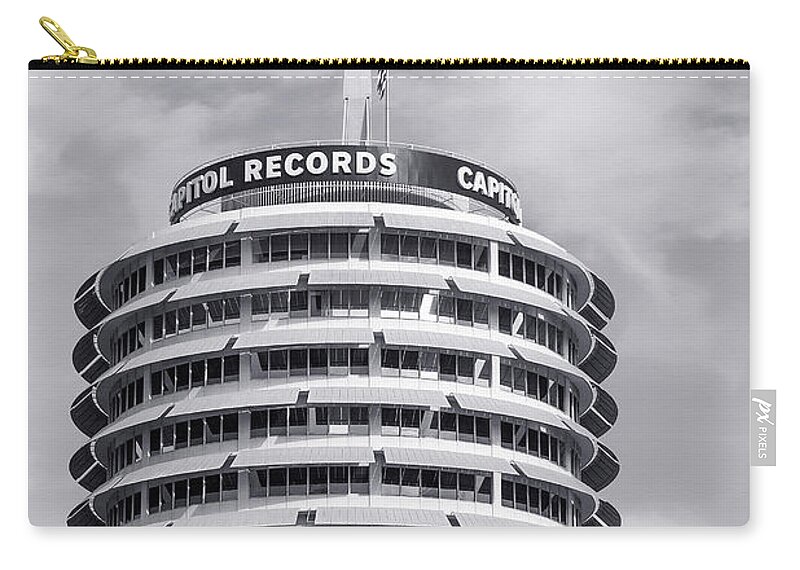 Hollywood Zip Pouch featuring the photograph Hollywood Landmarks - Capitol Records by Art Block Collections