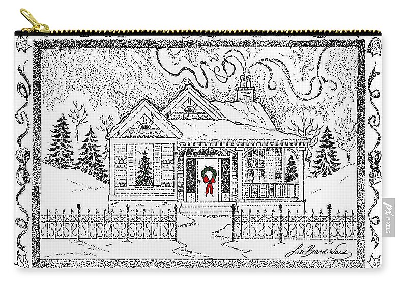 Christmas Card Zip Pouch featuring the drawing Home for Christmas by Lizi Beard-Ward