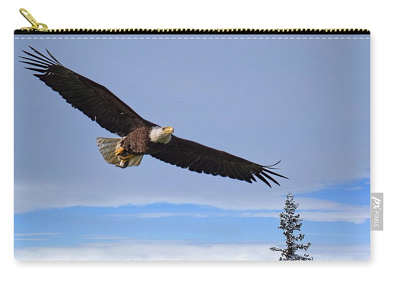 Bald Eagle Photograph Zip Pouch featuring the photograph Homeward Bound by Jim Garrison