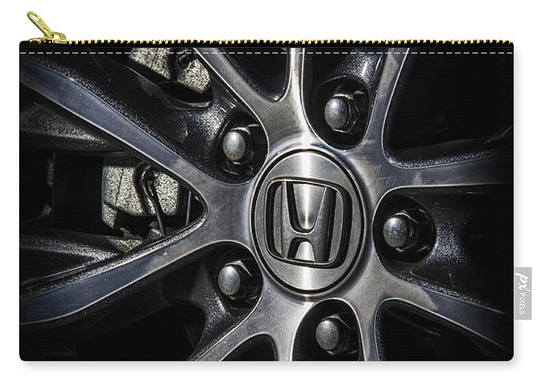 Auto Zip Pouch featuring the photograph Honda wheel by Paulo Goncalves