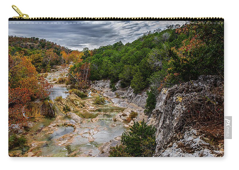 Arbuckle Mts Zip Pouch featuring the photograph Honet Creek 2 by Doug Long