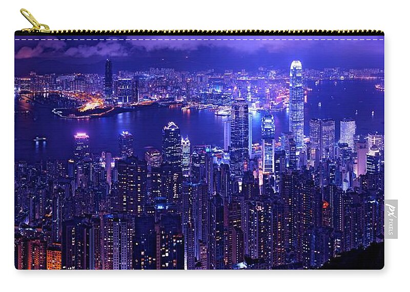 Hong Kong Prints Zip Pouch featuring the photograph Hong Kong In Purple by Monique Wegmueller